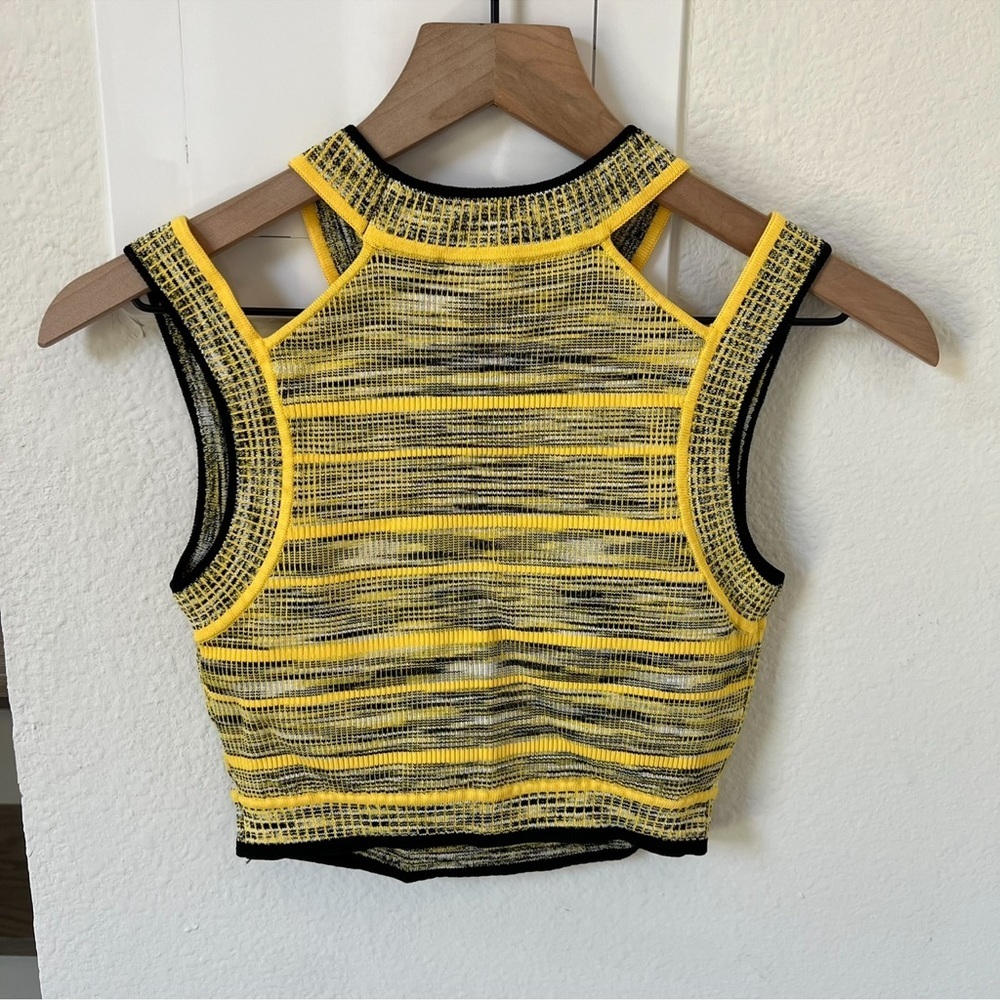 Ronny Kobo Cropped Tank Top in Yellow and Black - Picture 2 of 3